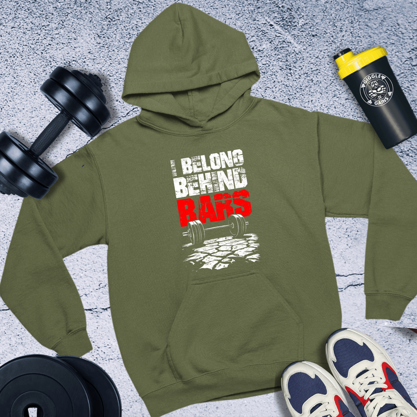 Hoodie Military Green / S I Belong Behind Bars Hoodie