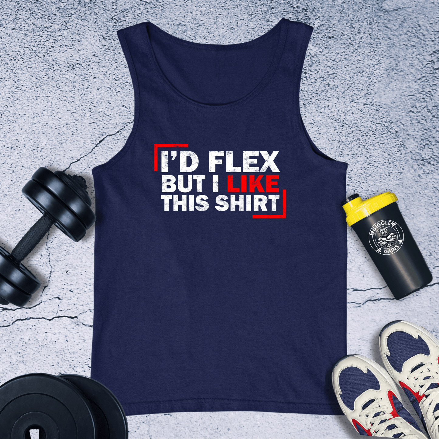 Tank Top Navy / XS I'd Flex But I Like This Shirt Tank Top