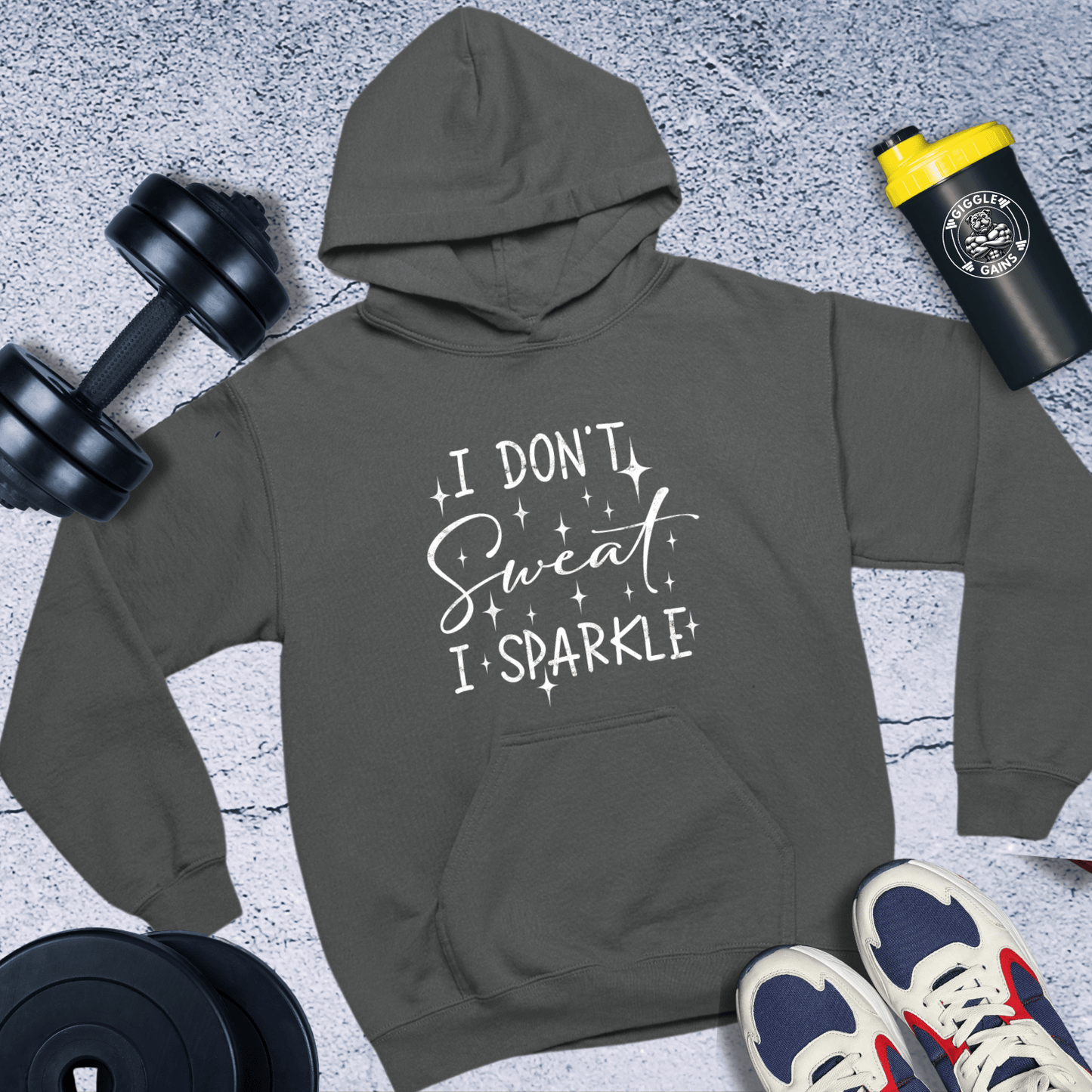 Hoodie Dark Heather / S I Don't Sweat I Sparkle Hoodie