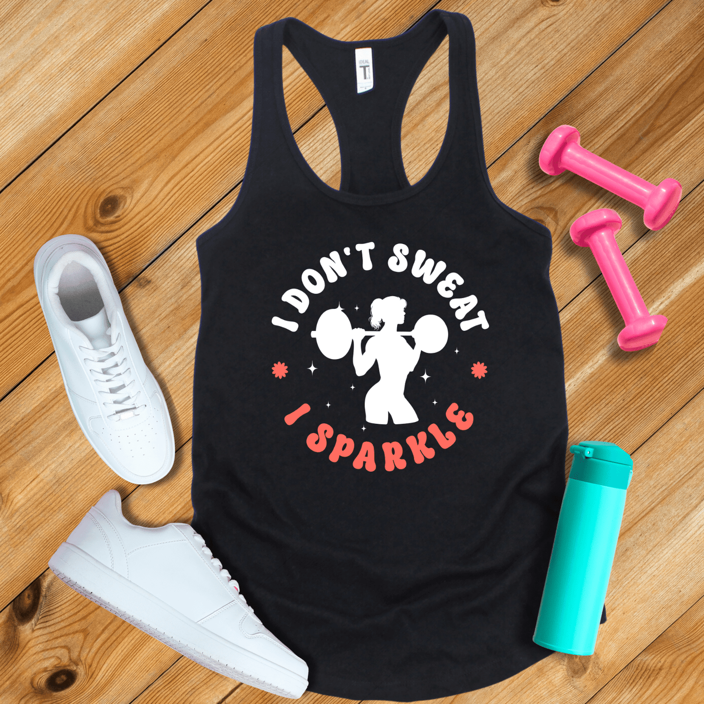 Tank Top Solid Black / XS I Don't Sweat I Sparkle Tank Top