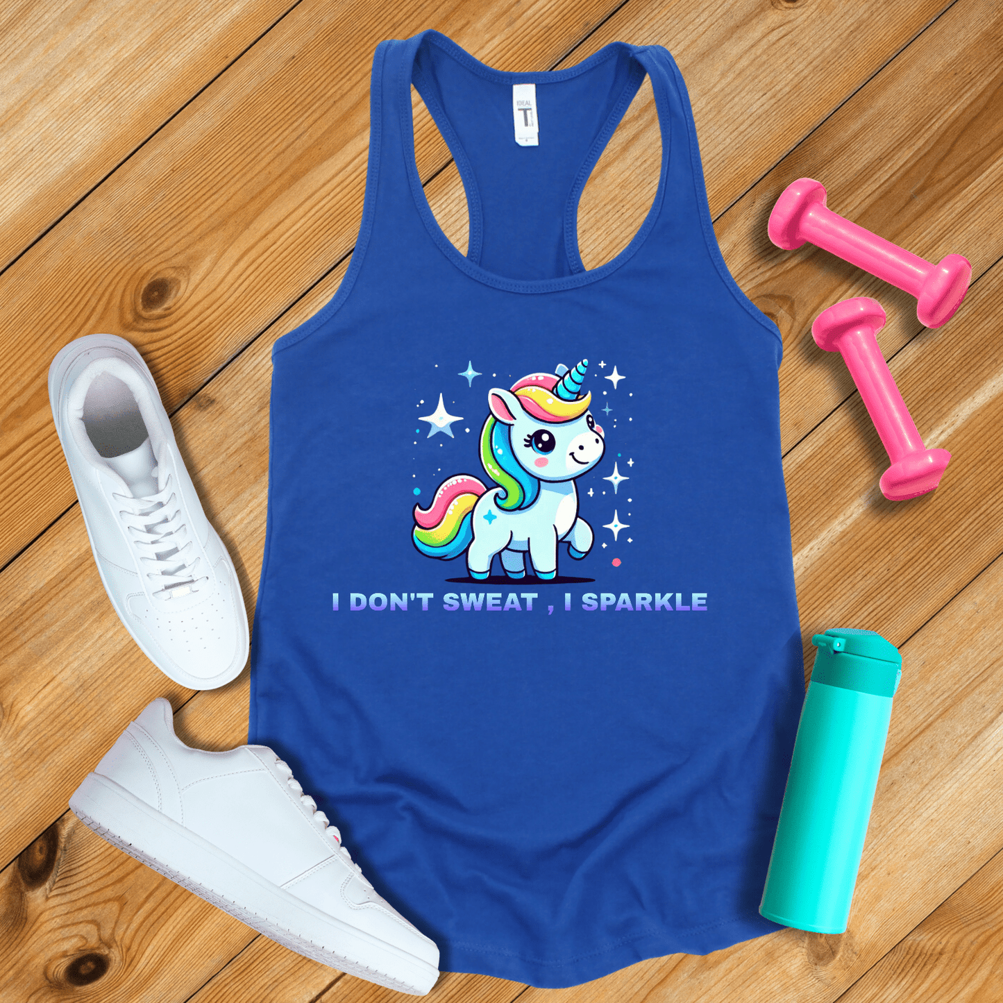 Tank Top Solid Royal / S I Dont Sweat I Sparkle Tank Top