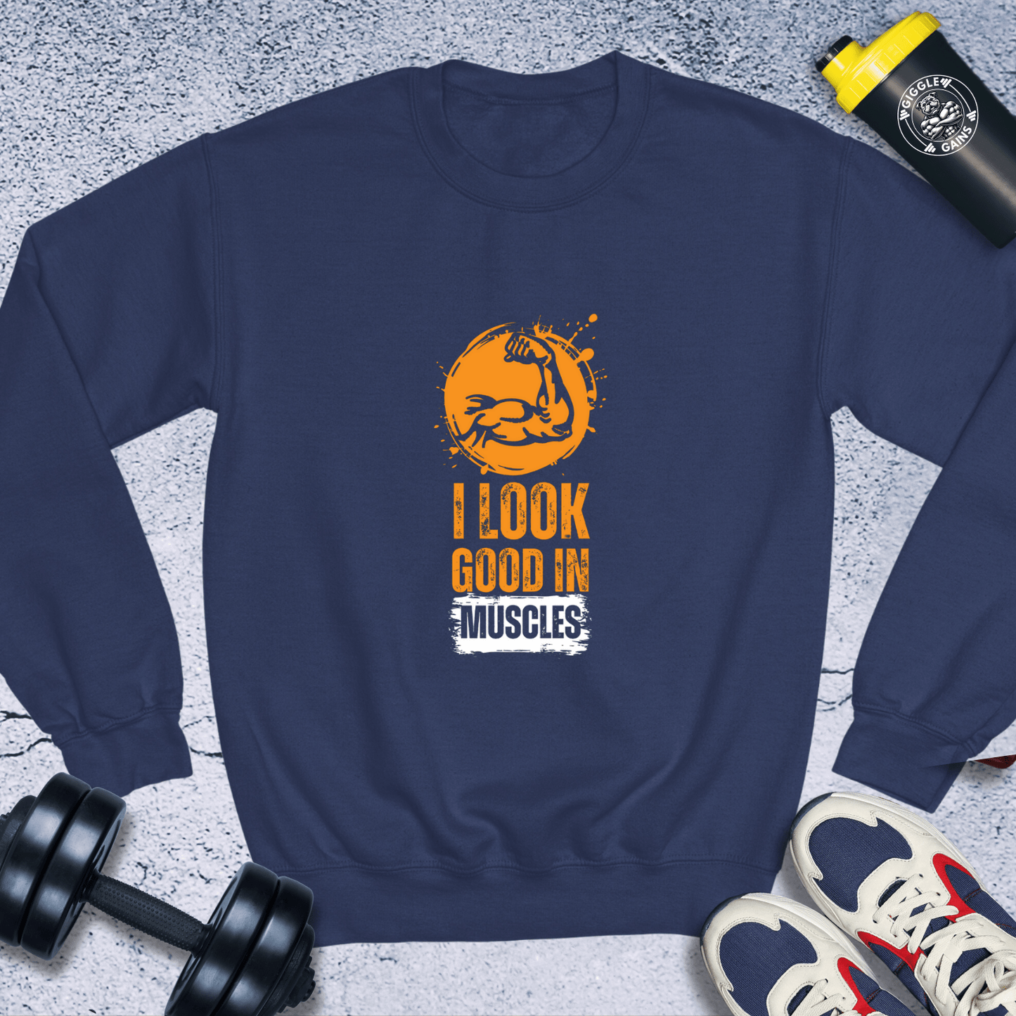 Sweatshirt Navy / S I Look Good In Muscles Crewneck