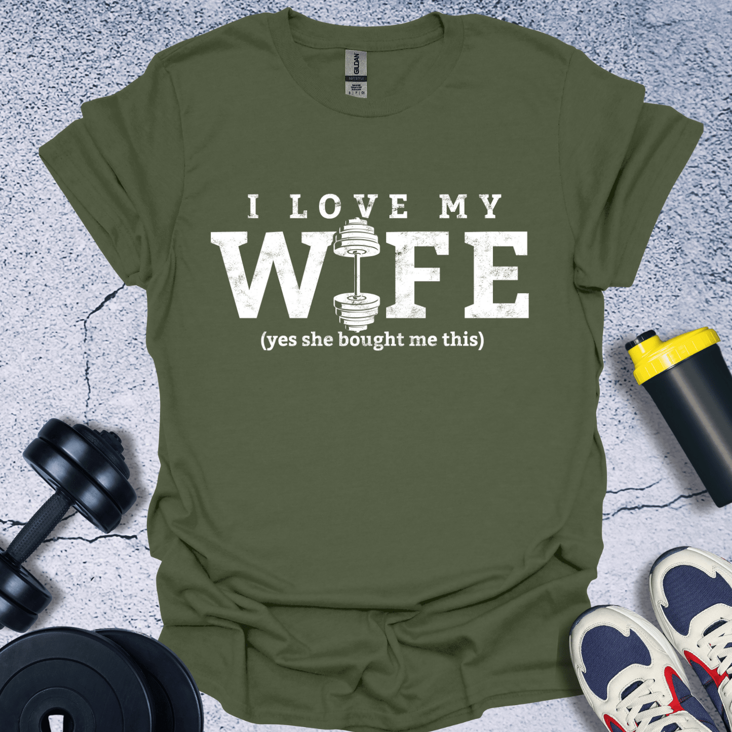 T-Shirt Military Green / S I Love My Wife T-Shirt