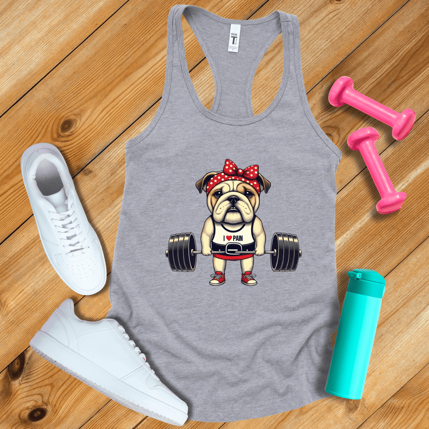 Tank Top Heather Grey / S I Love Pain Bulldog Tank Top