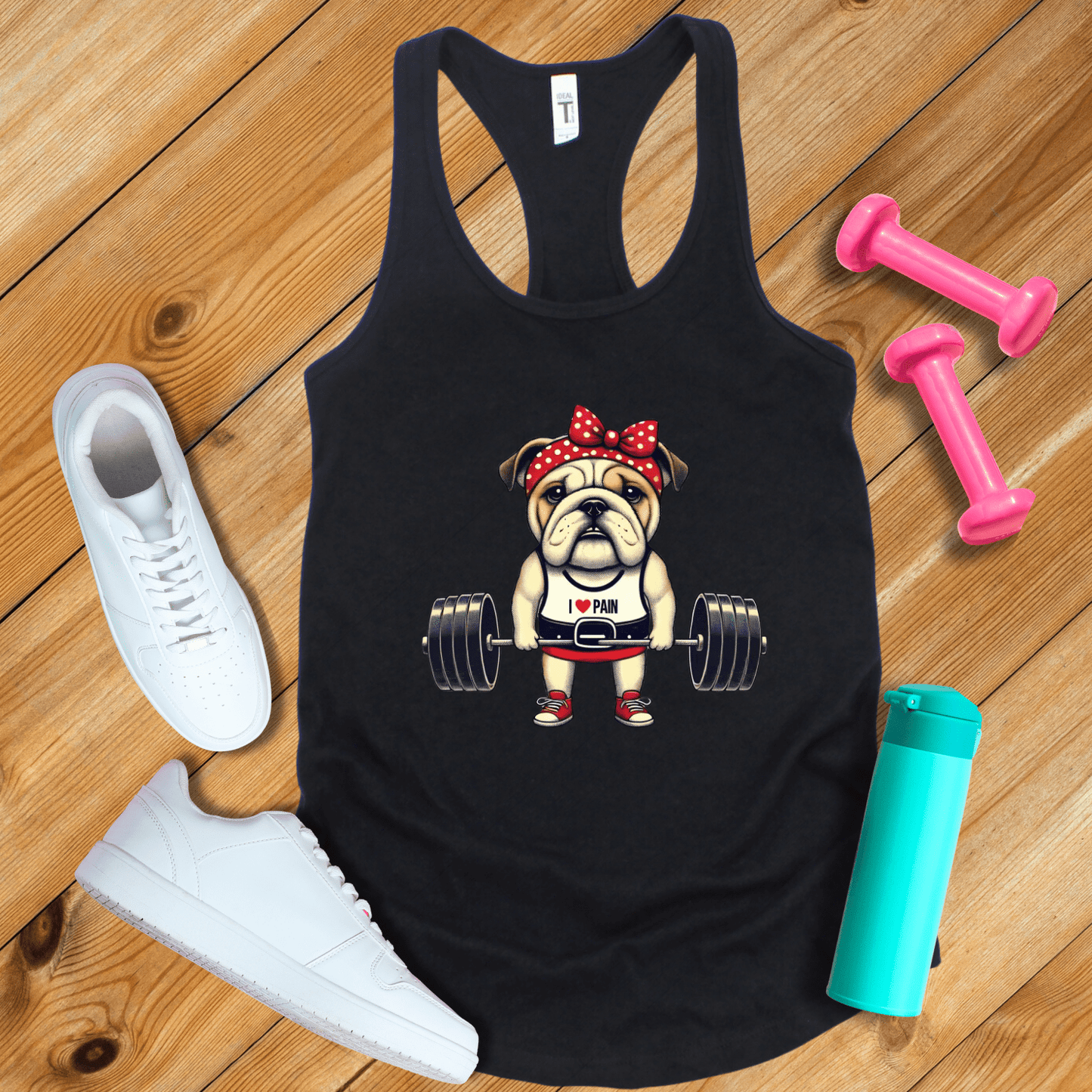 Tank Top Solid Black / XS I Love Pain Bulldog Tank Top