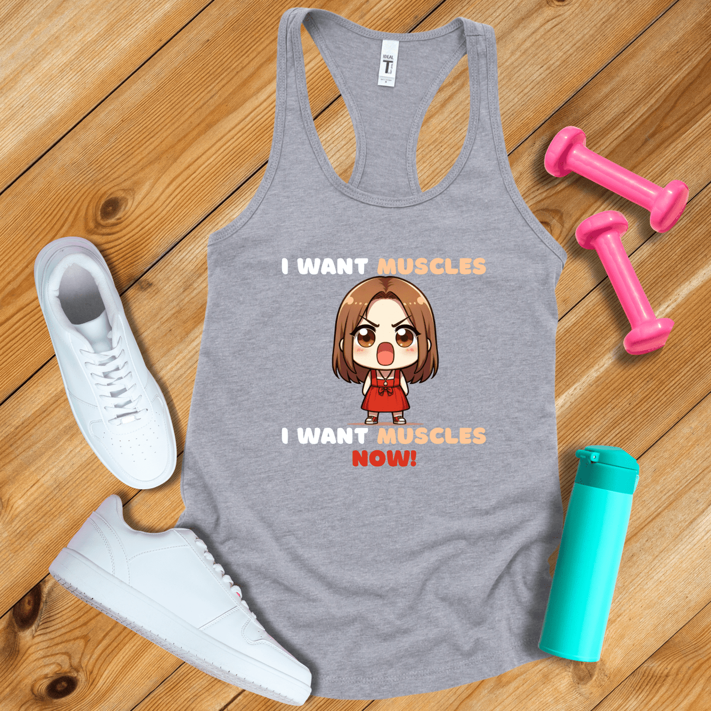 Tank Top Heather Grey / S I Want Muscle Now Tank Top