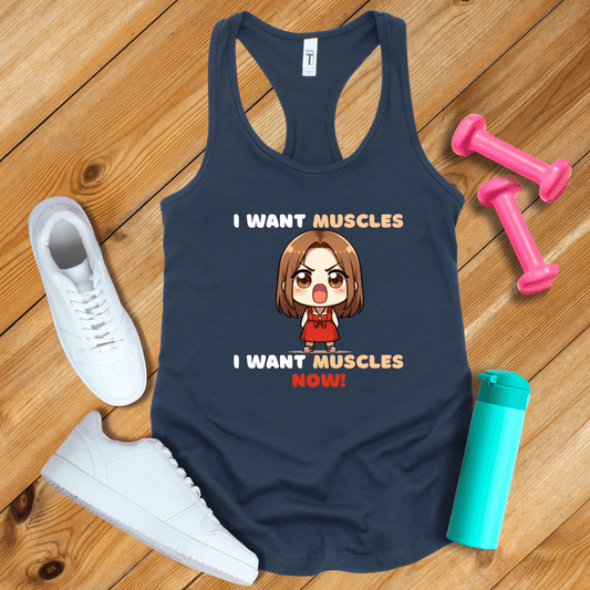 Tank Top Solid Midnight Navy / XS I Want Muscle Now Tank Top