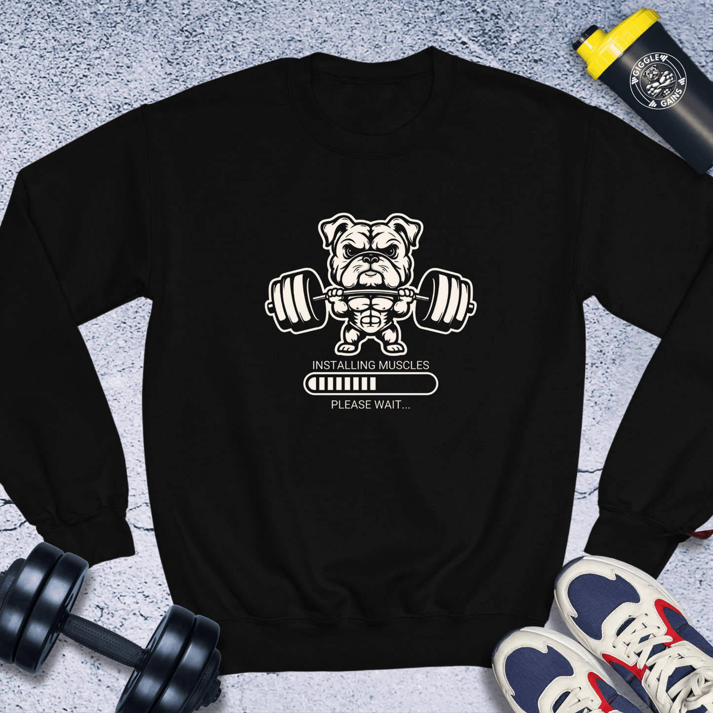 Sweatshirt Black / S Installing Muscles Bulldog Crewneck