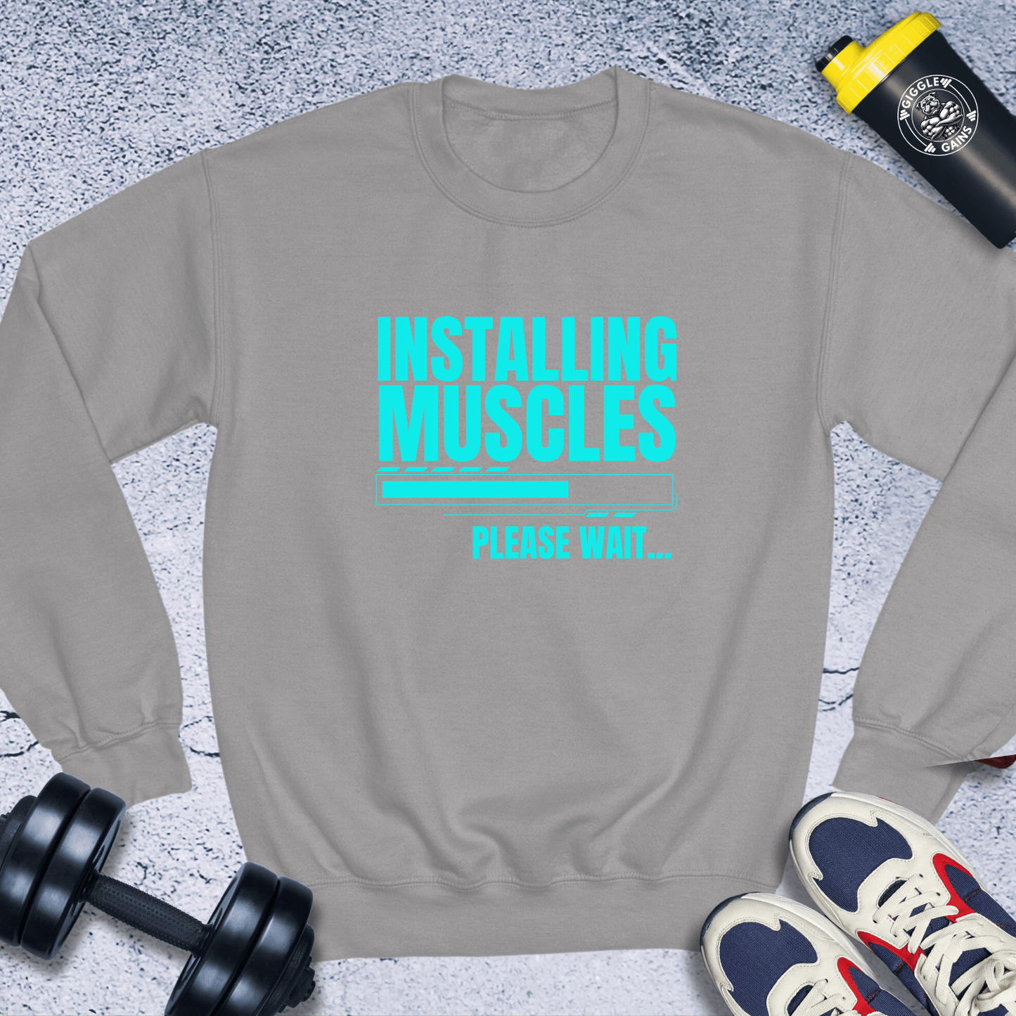 Sweatshirt Sport Grey / S Installing Muscles Please Wait Crewneck