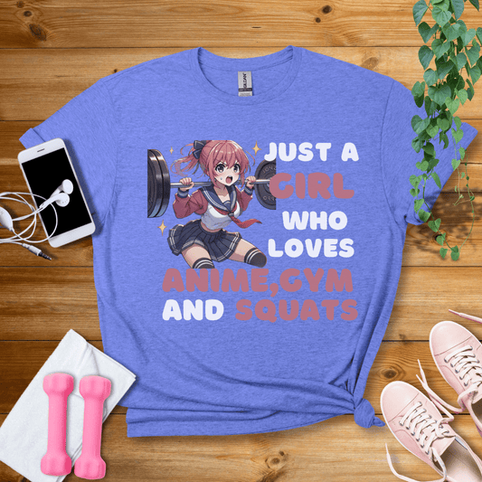 T-Shirt Heather Royal / S Just A Girl Who Loves Anime,Gym And Squats T-Shirt