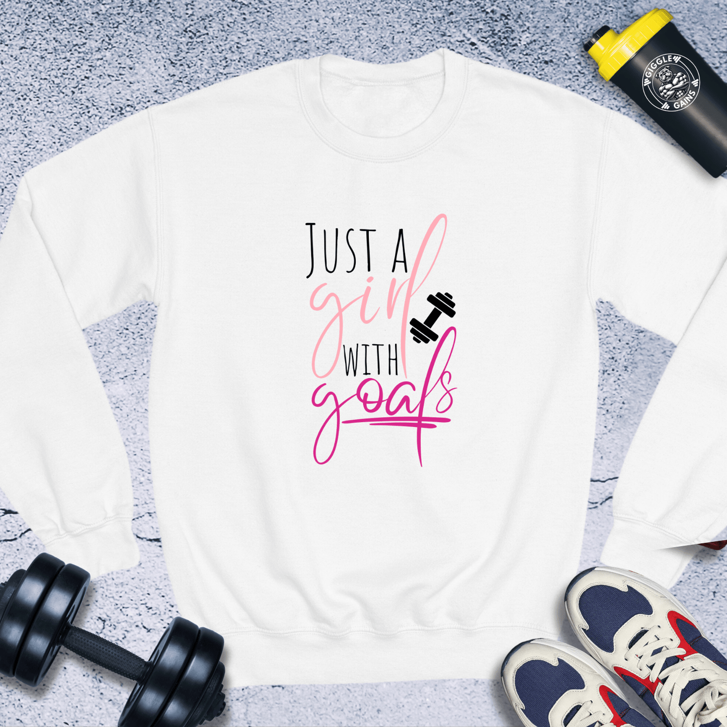 Sweatshirt White / S Just A Girl With Goals Crewneck