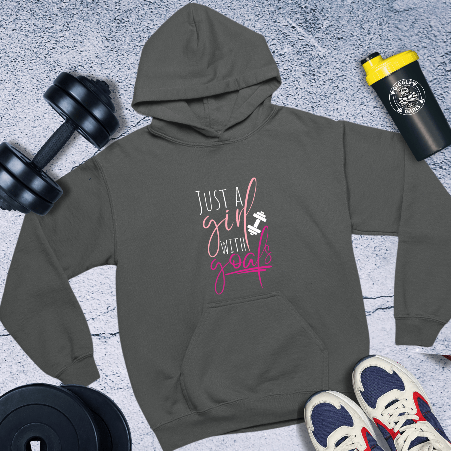 Hoodie Dark Heather / S Just A Girl With Goals Hoodie