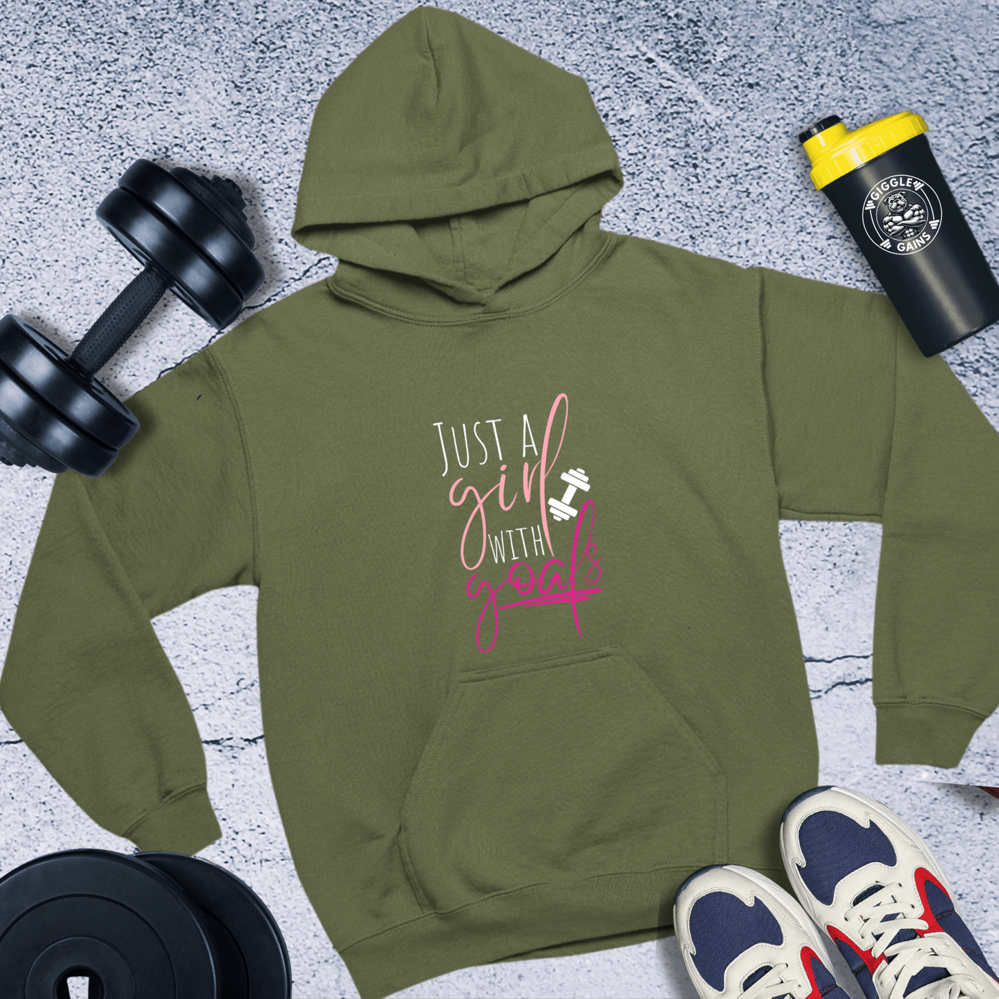 Hoodie Military Green / S Just A Girl With Goals Hoodie