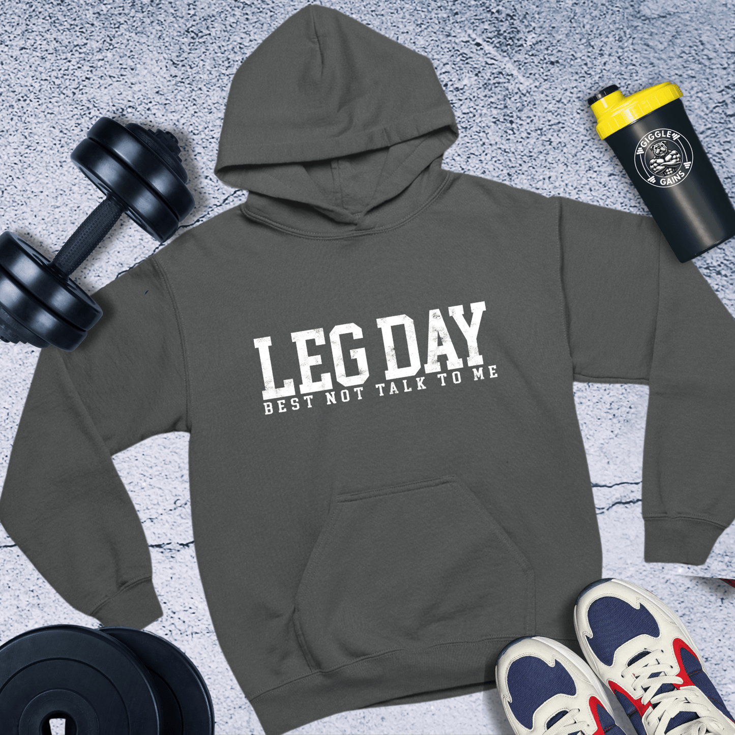 Hoodie Dark Heather / S Leg Day Best Not To Talk Hoodie