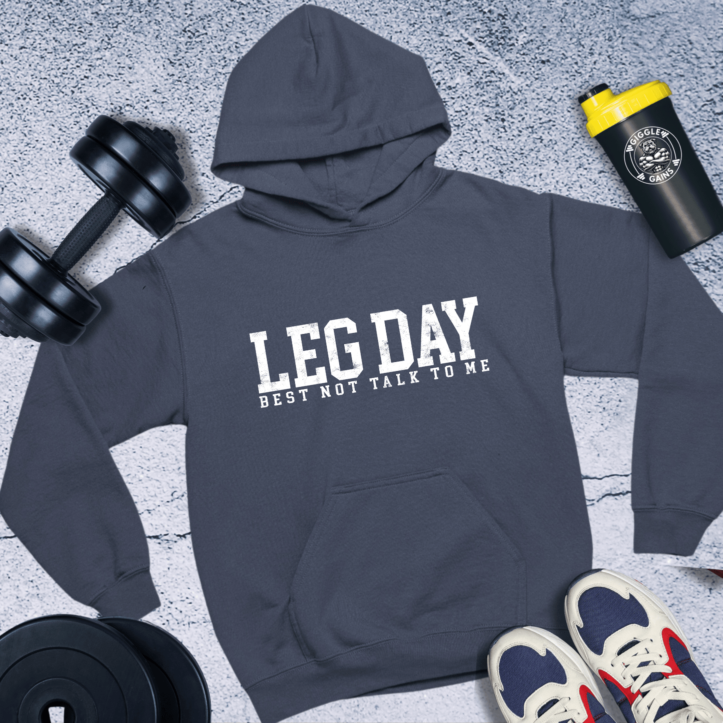 Hoodie Navy / S Leg Day Best Not To Talk Hoodie