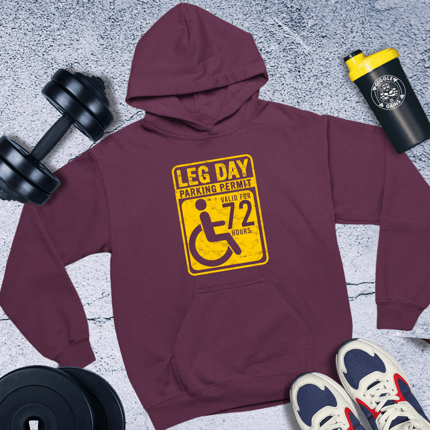 Hoodie Maroon / S Leg Day Parking Permit Hoodie