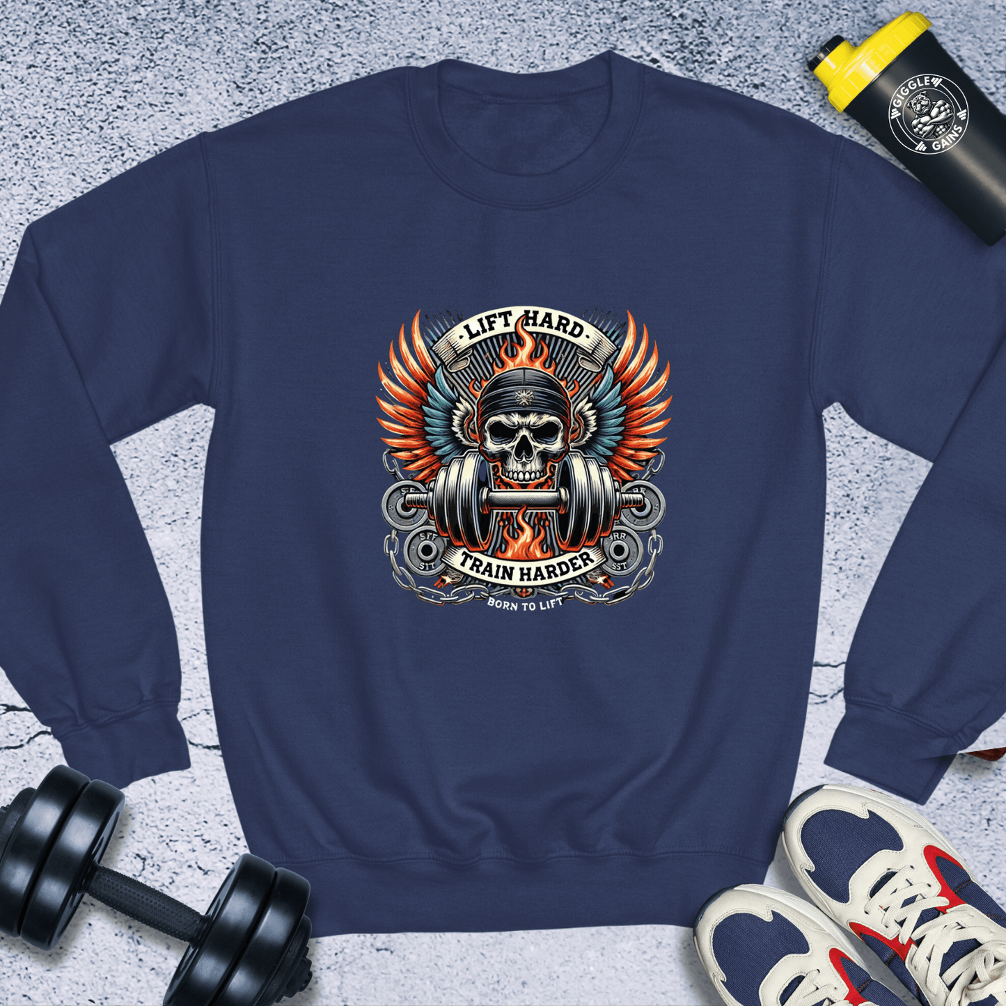 Sweatshirt Navy / S Lift Hard Train Harder Crewneck