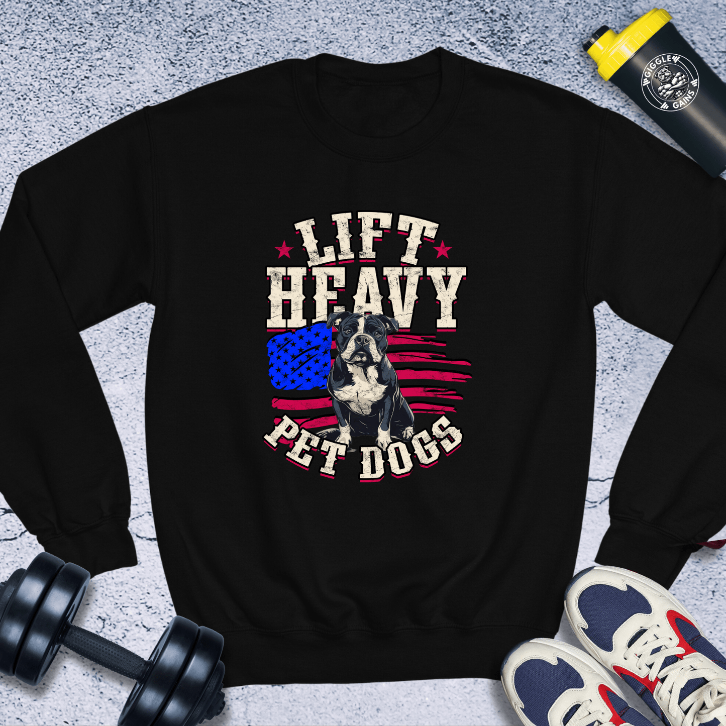 Sweatshirt Black / S Lift Heavy Pet Dogs Red Crewneck