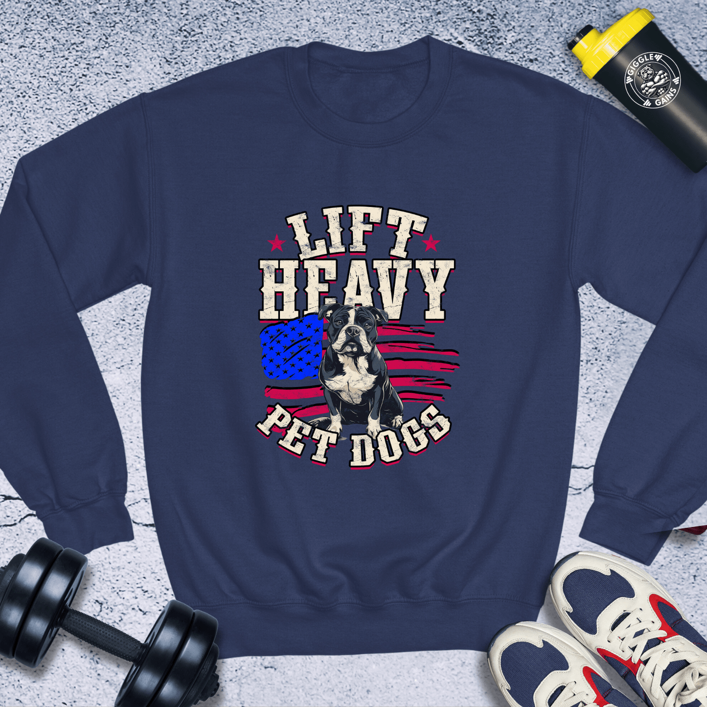 Sweatshirt Navy / S Lift Heavy Pet Dogs Red Crewneck