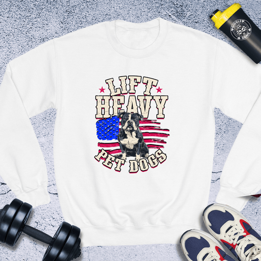 Sweatshirt White / S Lift Heavy Pet Dogs Red Crewneck