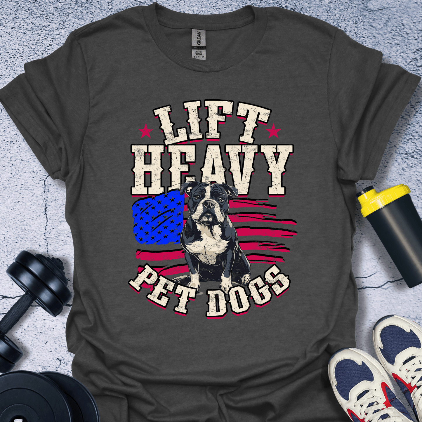 T-Shirt Dark Heather / S Lift Heavy Pet Dogs Red T-Shirt