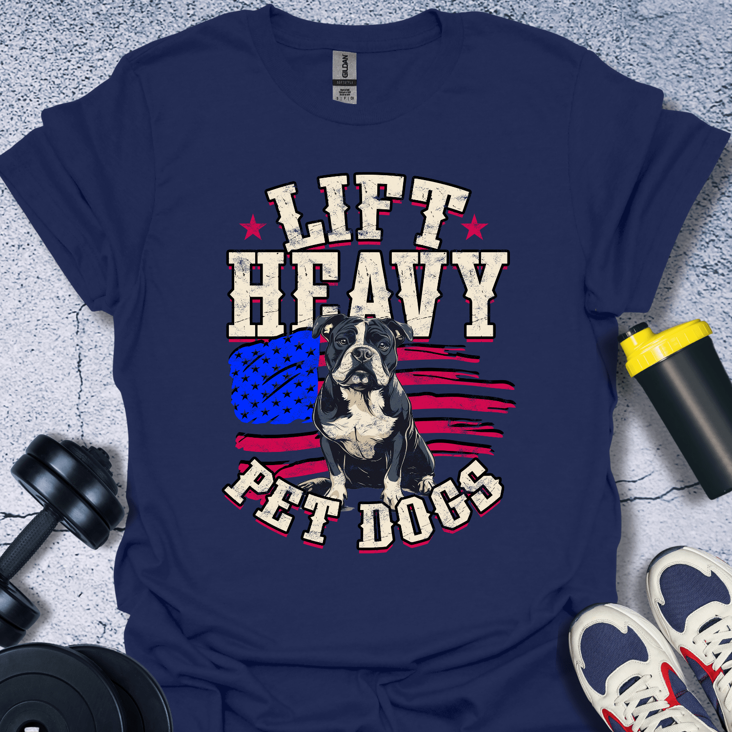 T-Shirt Navy / S Lift Heavy Pet Dogs Red T-Shirt