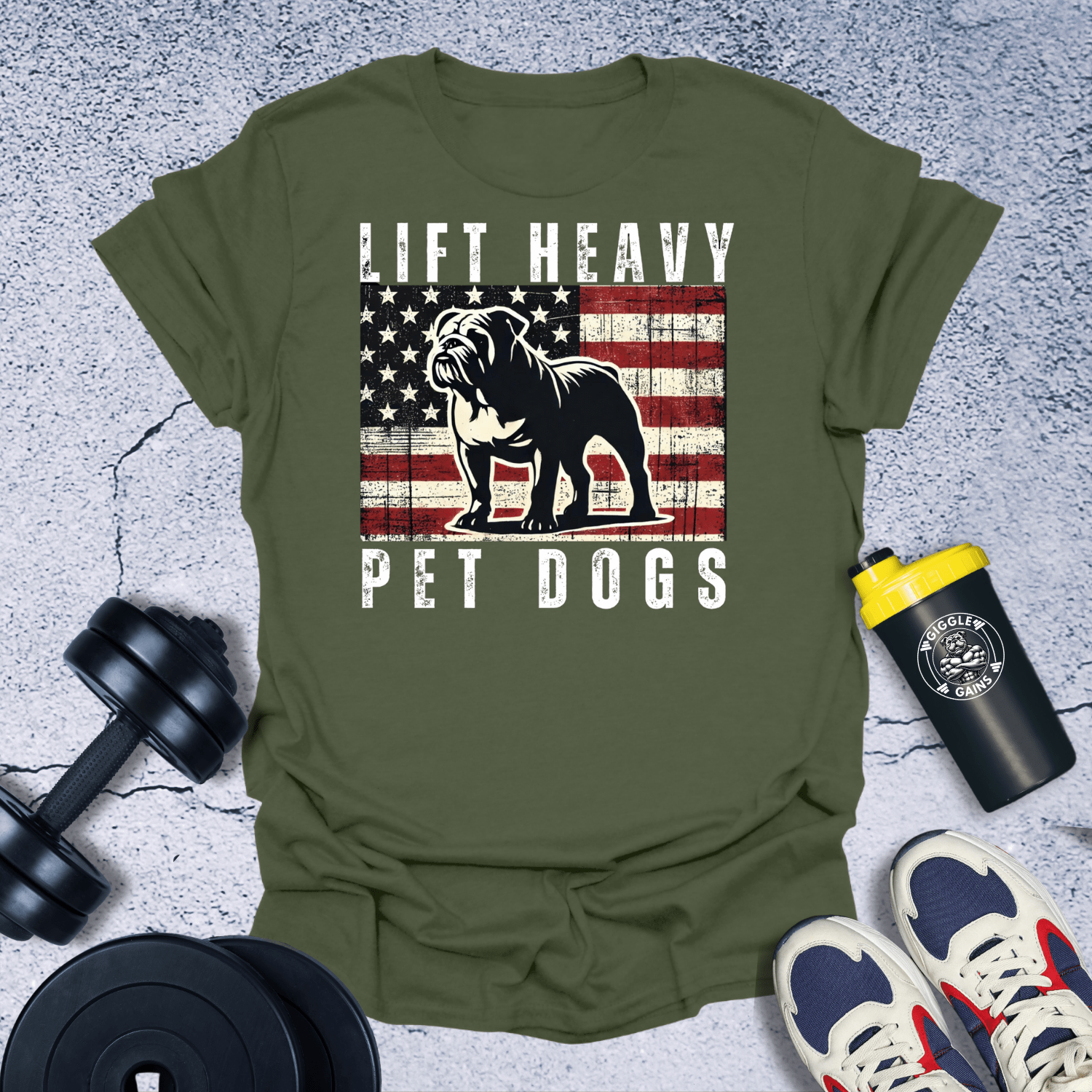 T-Shirt Military Green / S Lift Heavy Pet Dogs T-Shirt