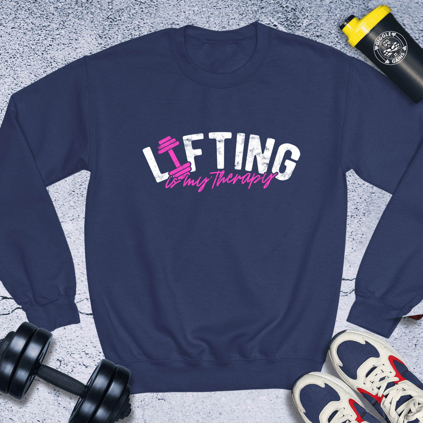 Sweatshirt Navy / S Lifting is My Therapy Crewneck