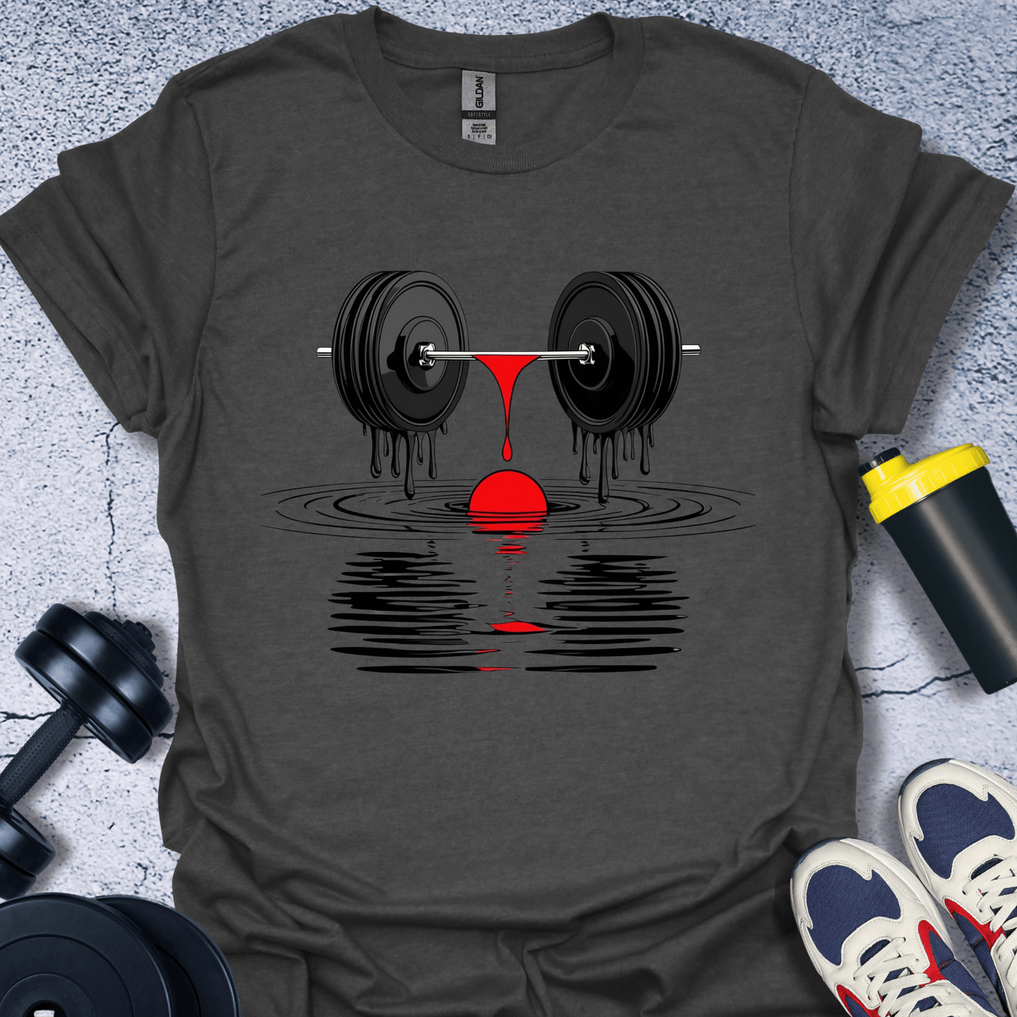 T-Shirt Dark Heather / S Melting Barbell T-Shirt