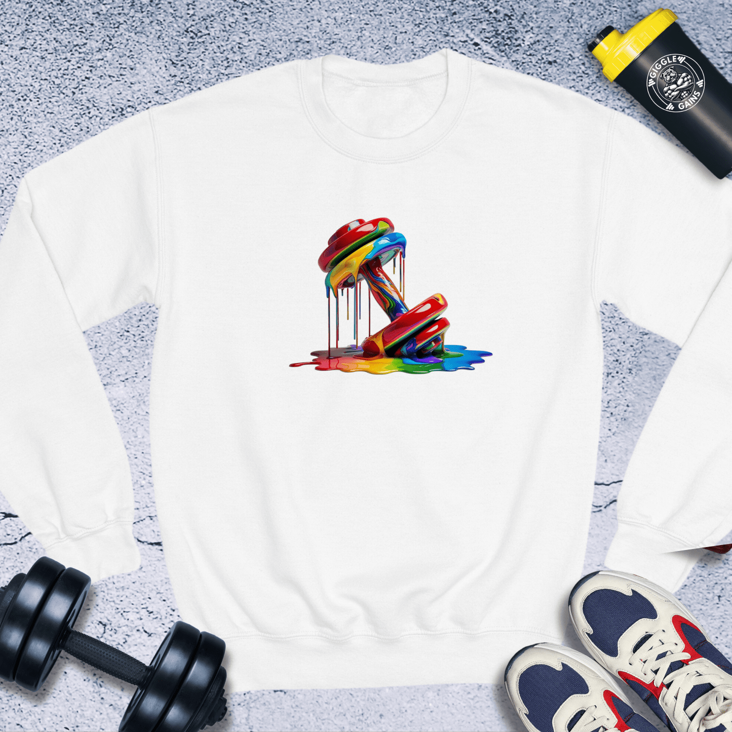 Sweatshirt White / S Melting Dumbbell Crewneck