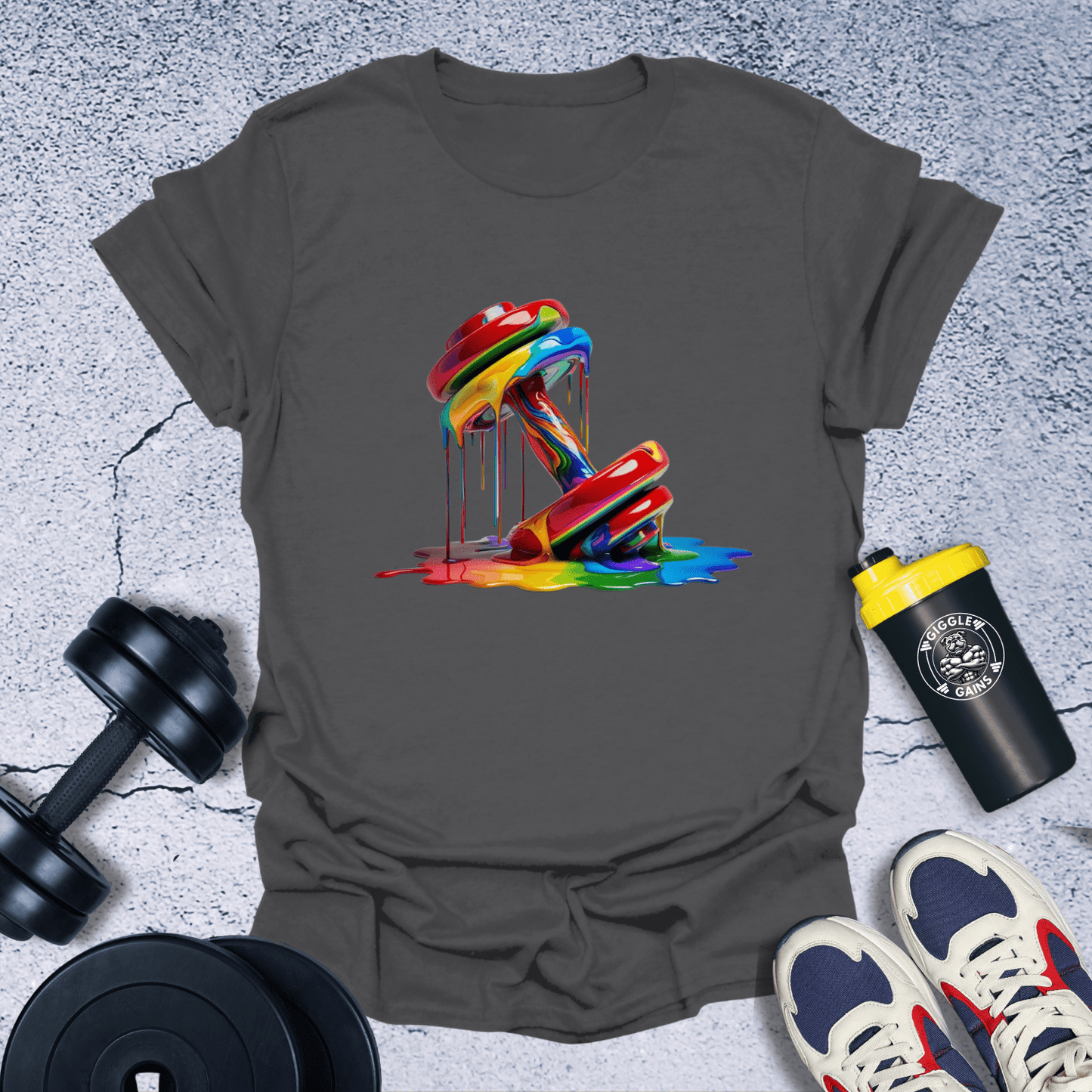 T-Shirt Dark Heather / S Melting Dumbbell T-Shirt