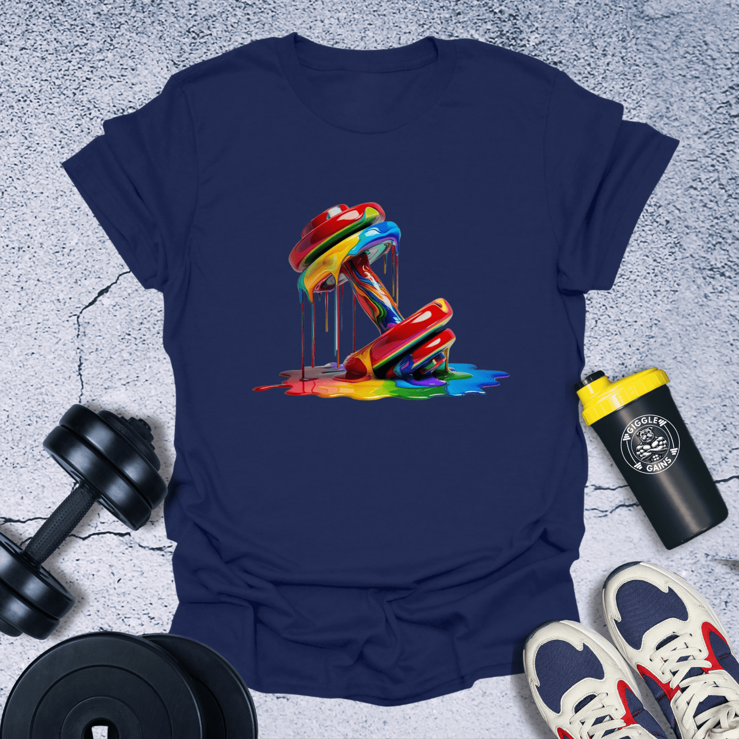 T-Shirt Navy / S Melting Dumbbell T-Shirt