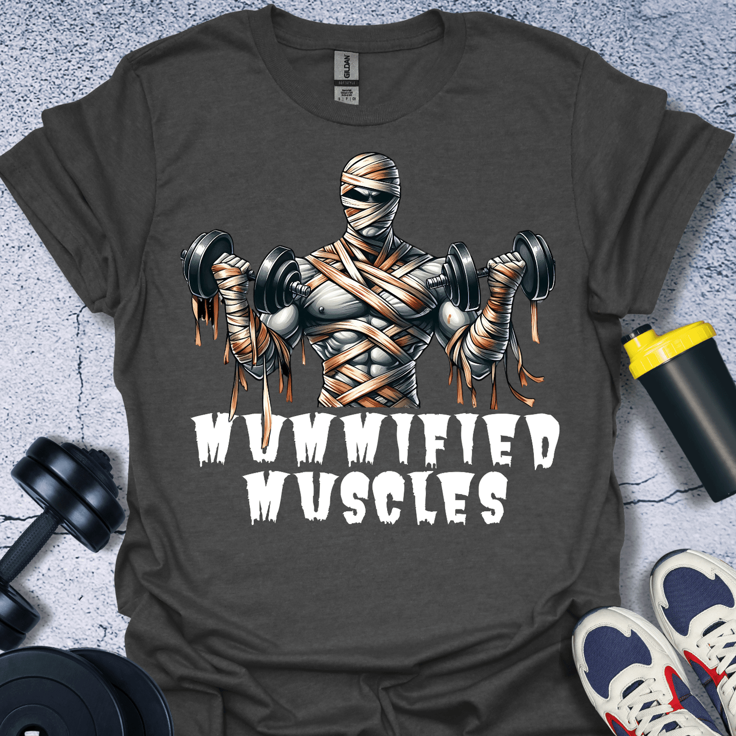 T-Shirt Dark Heather / S Mummified Muscles T-Shirt