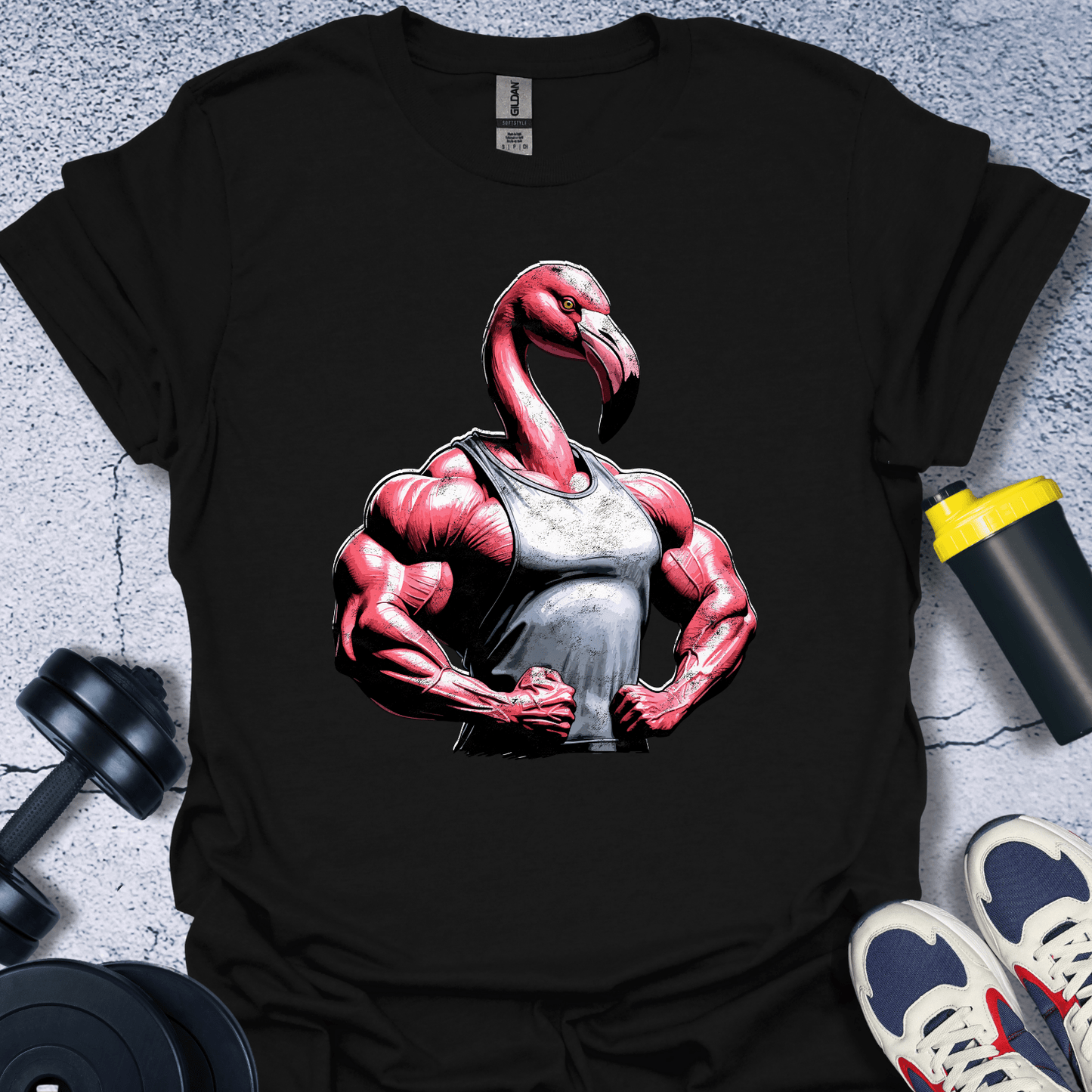 T-Shirt Black / S Muscle Flamingo T-Shirt