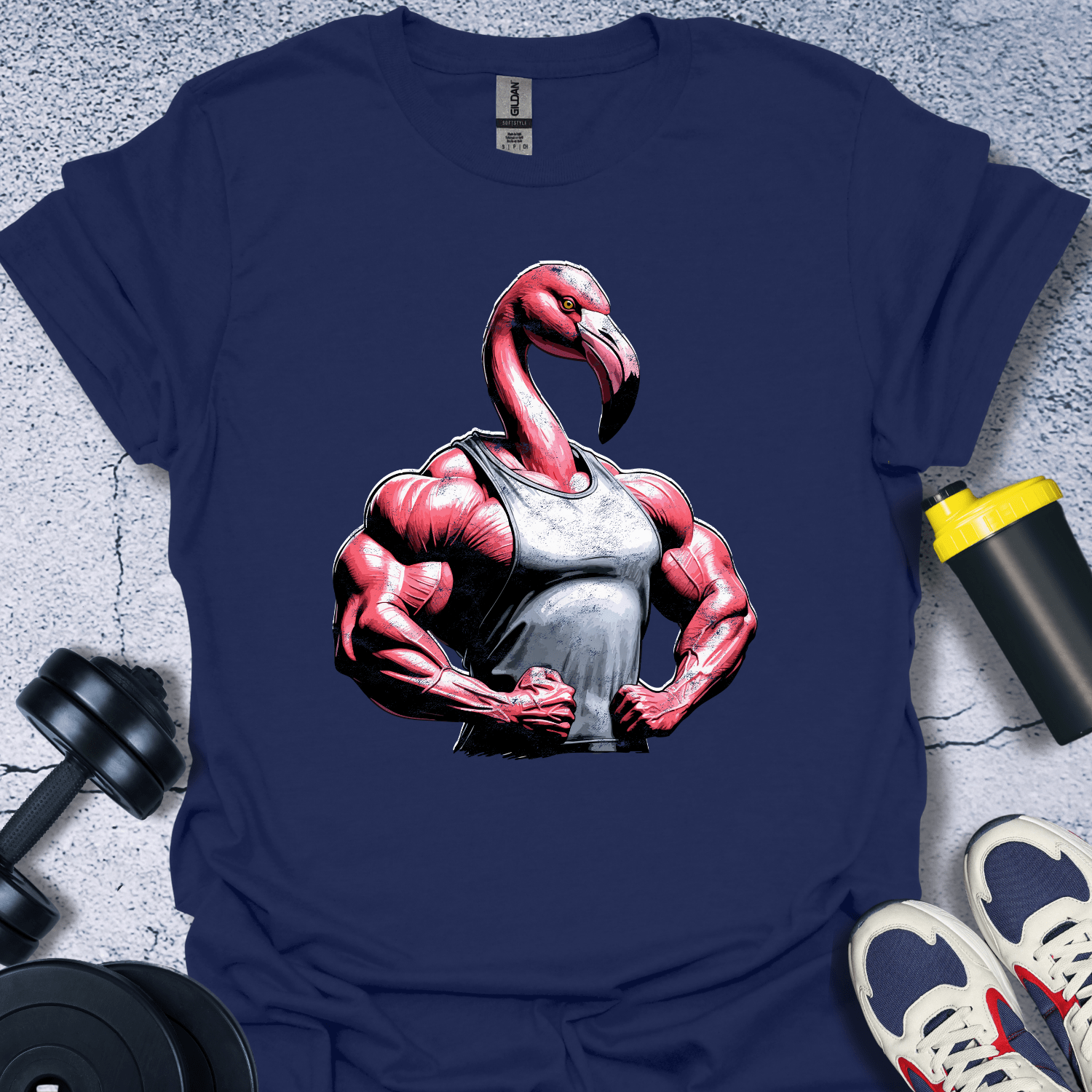 T-Shirt Navy / S Muscle Flamingo T-Shirt