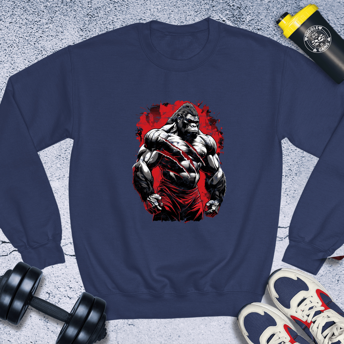 Sweatshirt Navy / S Muscle Gorilla Crewneck