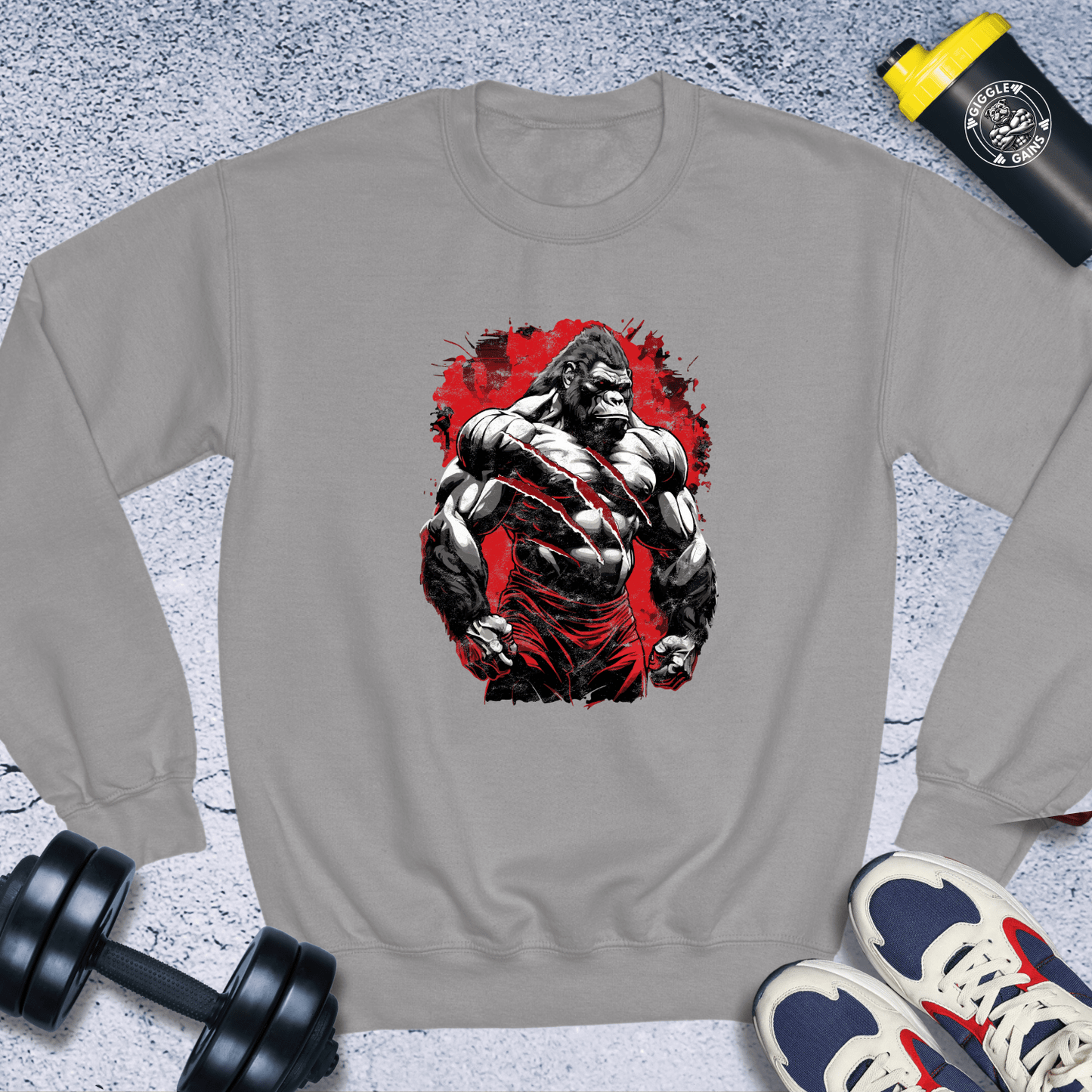 Sweatshirt Sport Grey / S Muscle Gorilla Crewneck