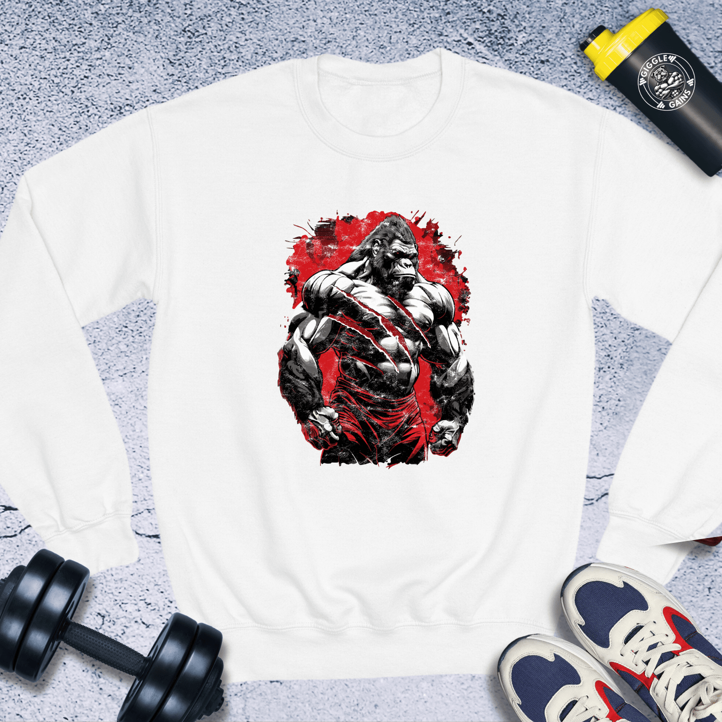 Sweatshirt White / S Muscle Gorilla Crewneck