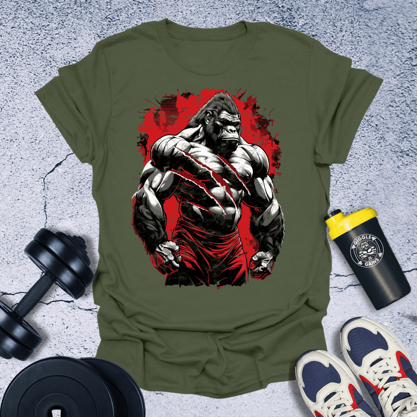 T-Shirt Military Green / S Muscle Gorilla T-Shirt