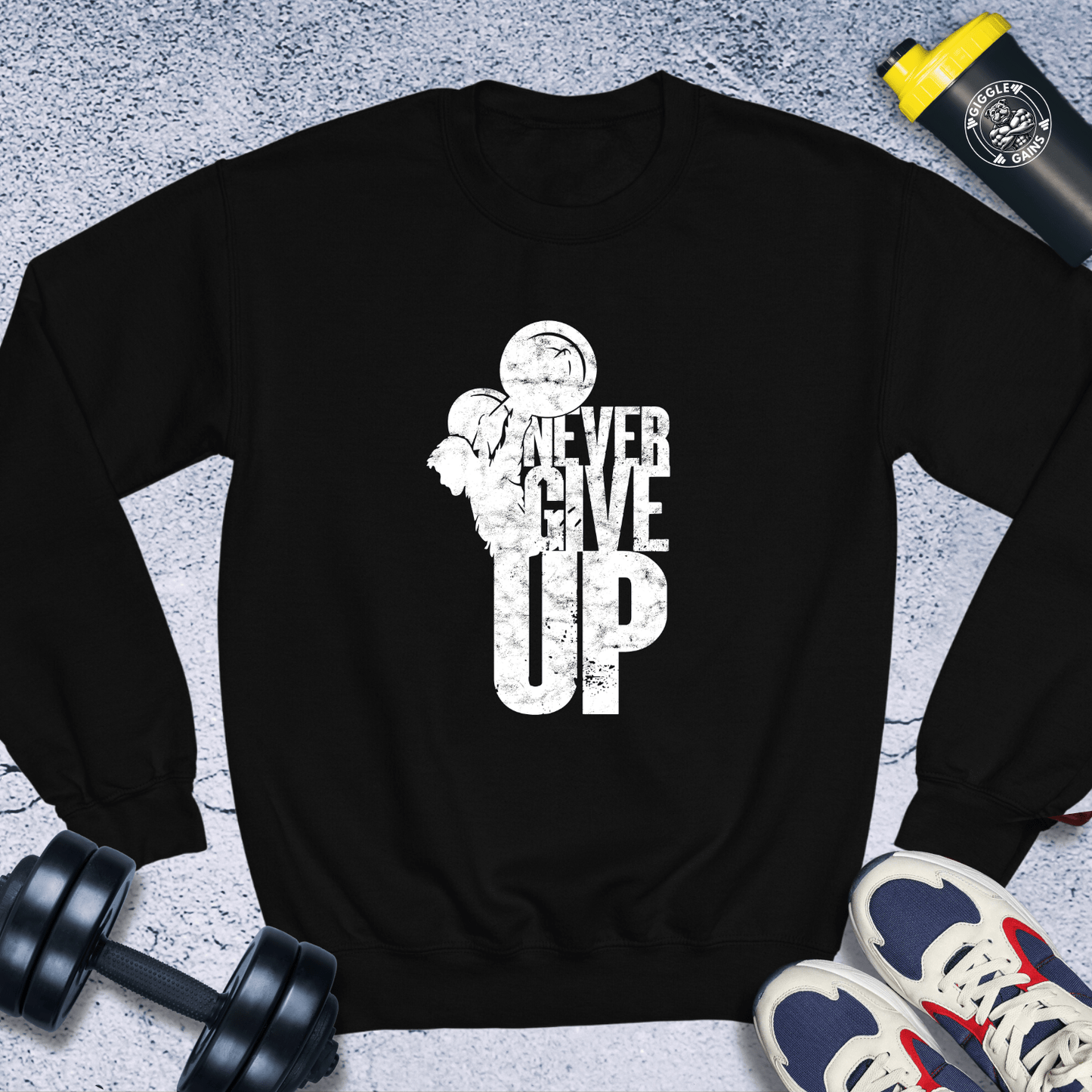 Sweatshirt Black / S Never Give Up Crewneck