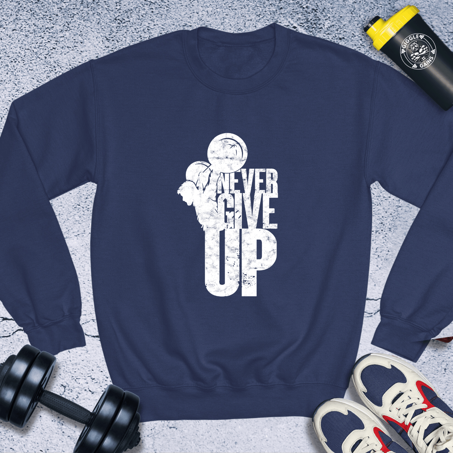 Sweatshirt Navy / S Never Give Up Crewneck