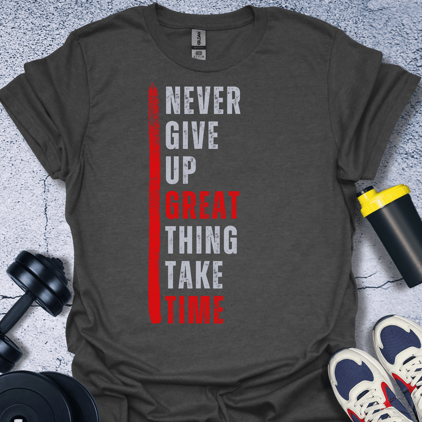 T-Shirt Dark Heather / S Never Give Up T-Shirt