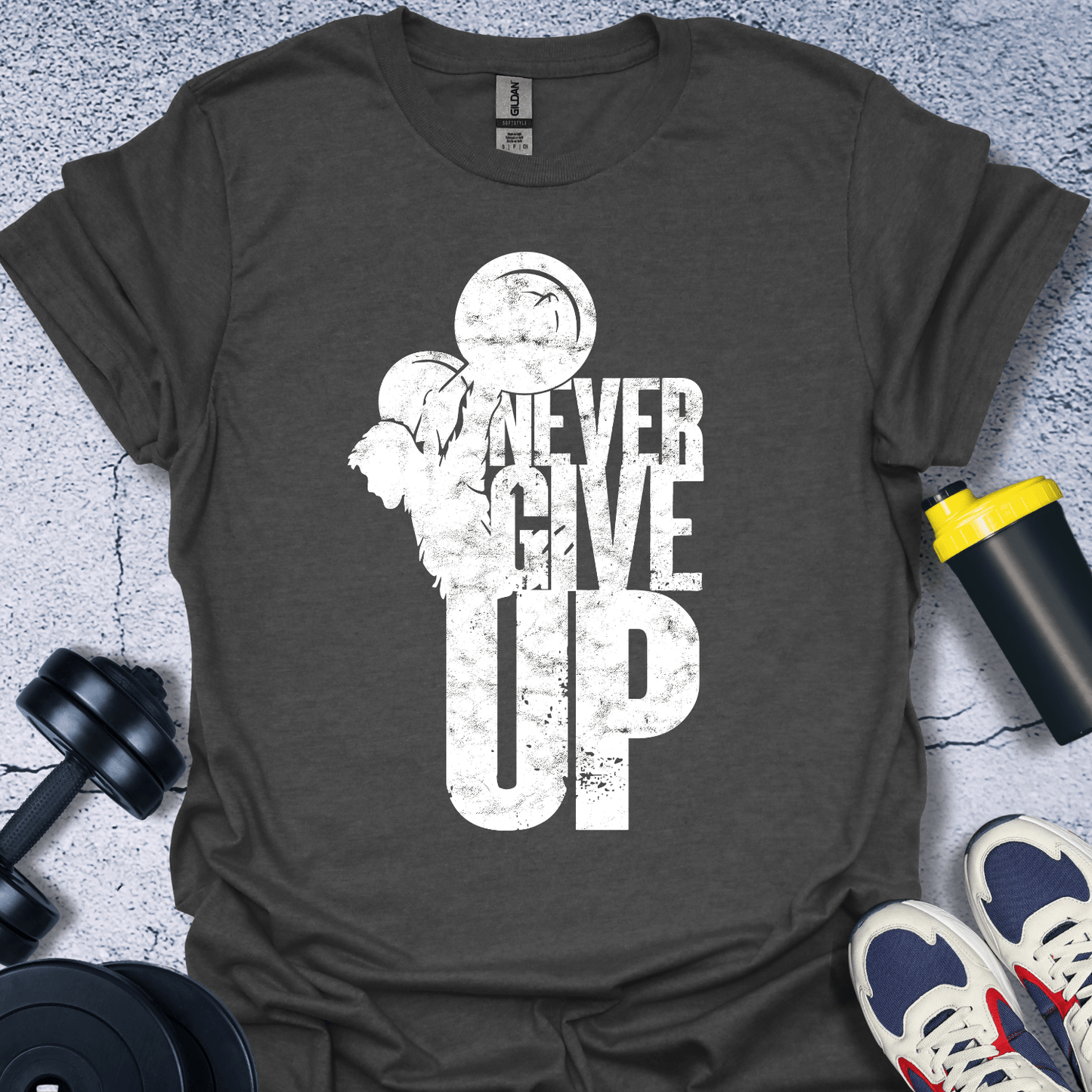 T-Shirt Dark Heather / S Never Give Up T-Shirt