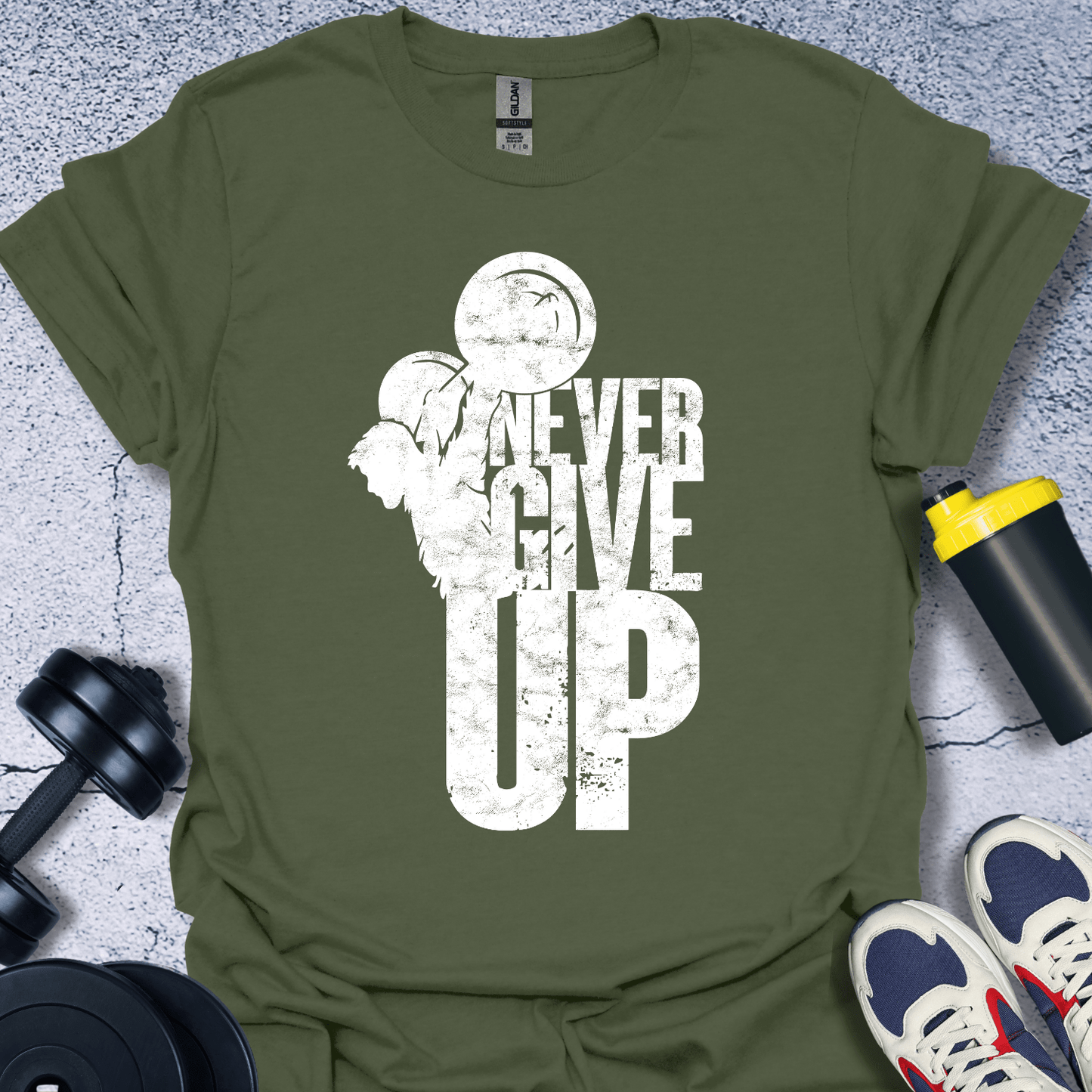 T-Shirt Military Green / S Never Give Up T-Shirt