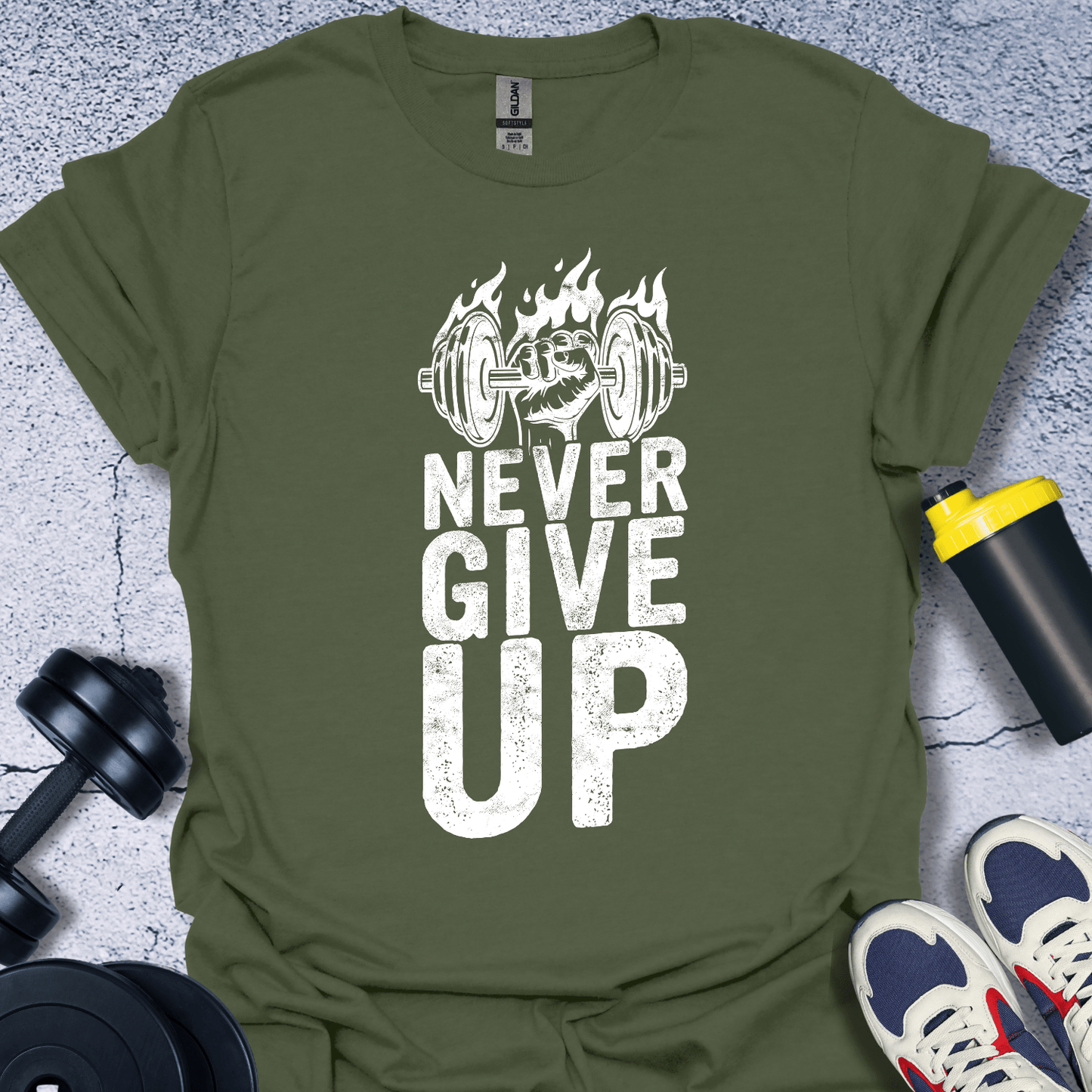 T-Shirt Military Green / S Never Give Up T-Shirt