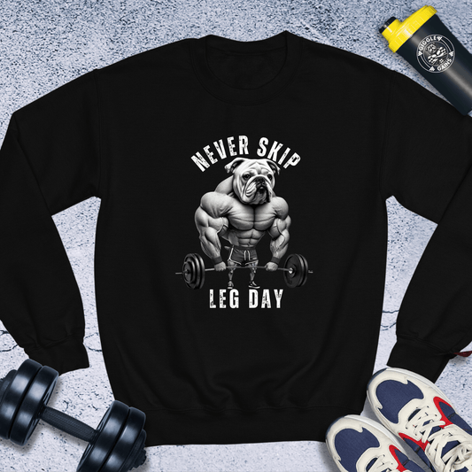 Sweatshirt Black / S Never Skip Leg Day Crewneck