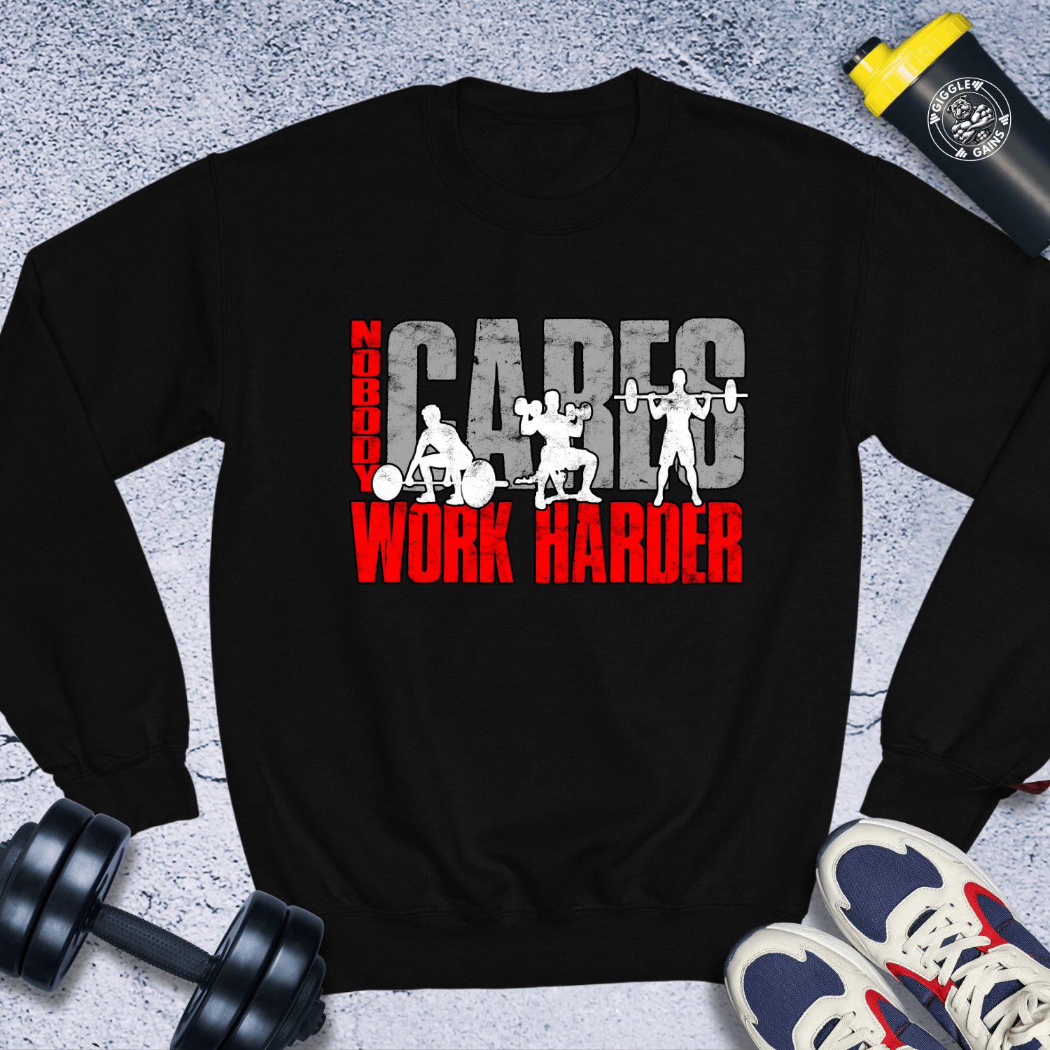 Sweatshirt Black / S No Body Cares Work Harder Crewneck