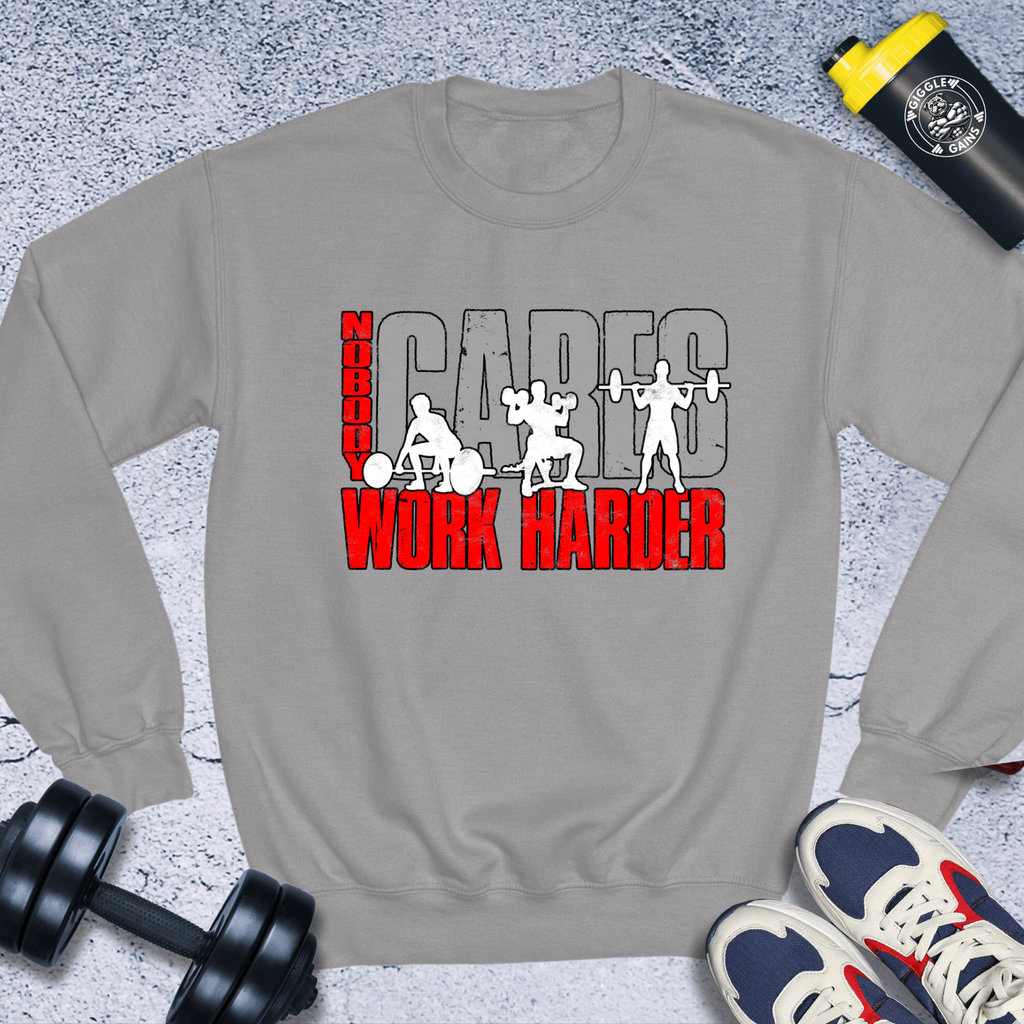 Sweatshirt Sport Grey / S No Body Cares Work Harder Crewneck