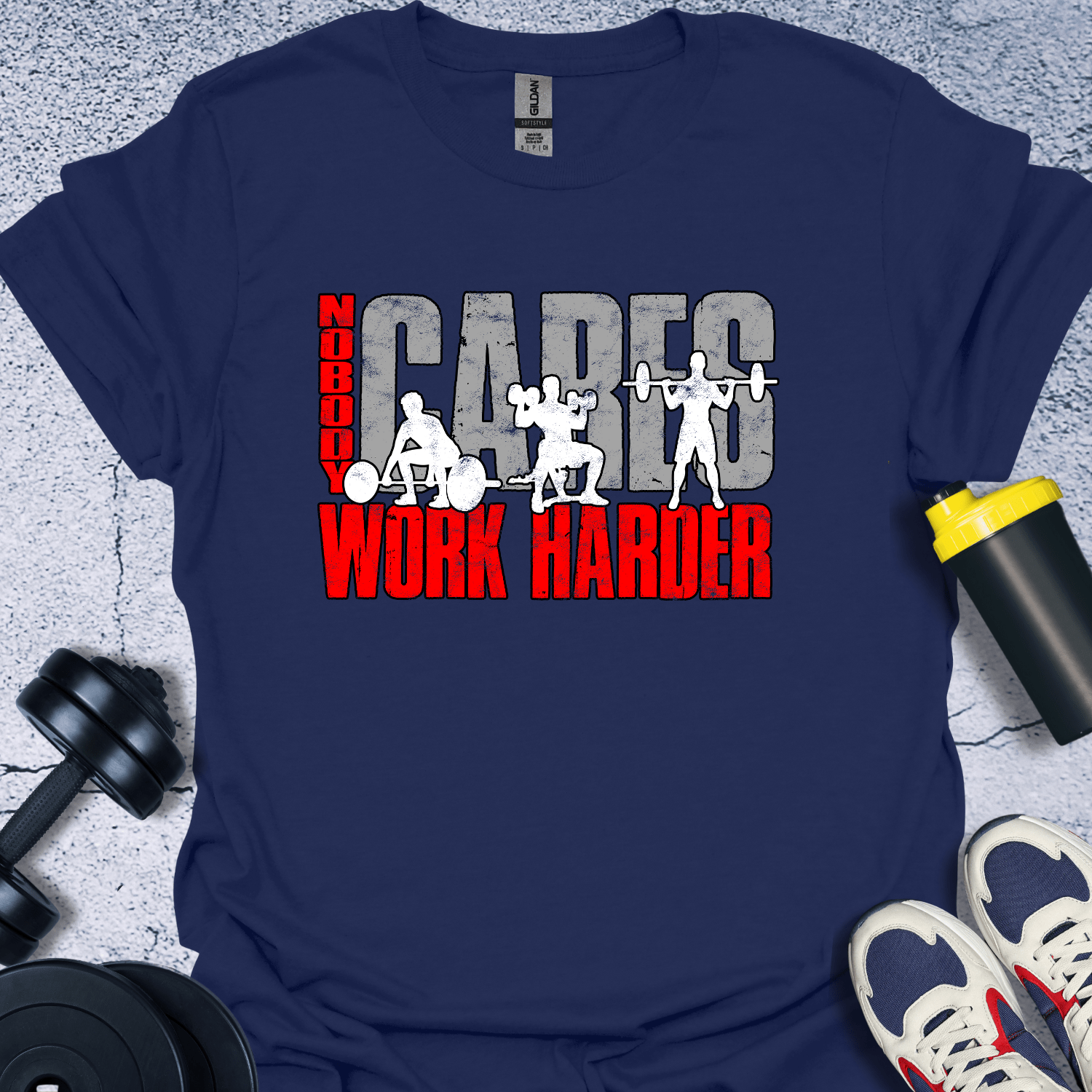 T-Shirt Navy / S No Body Cares Work Harder T-Shirt