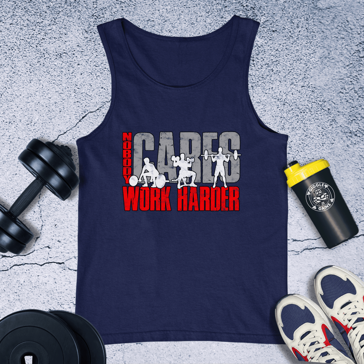 Tank Top Navy / XS No Body Cares Work Harder Tank Top